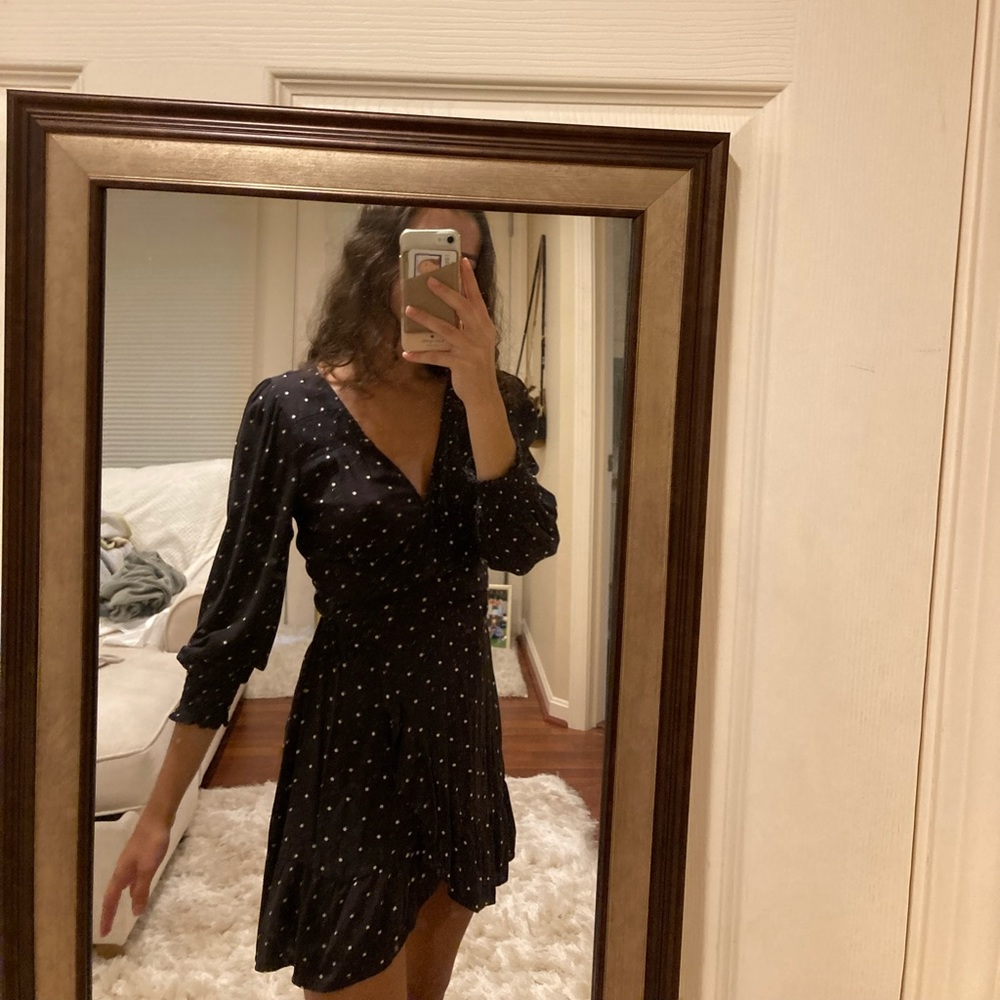 Black polka dot dress